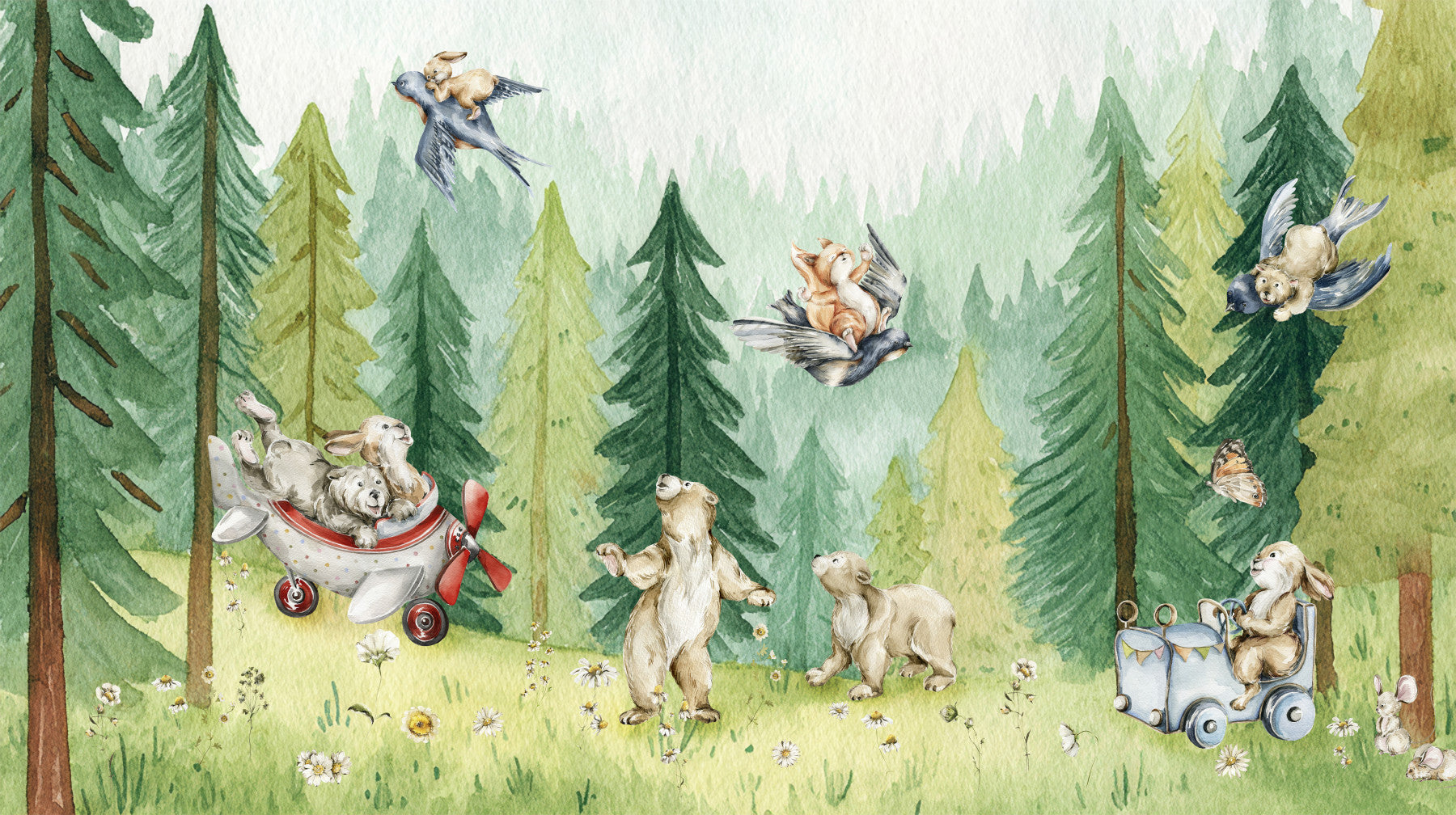 Forest Friends Take Flight Wall Mural