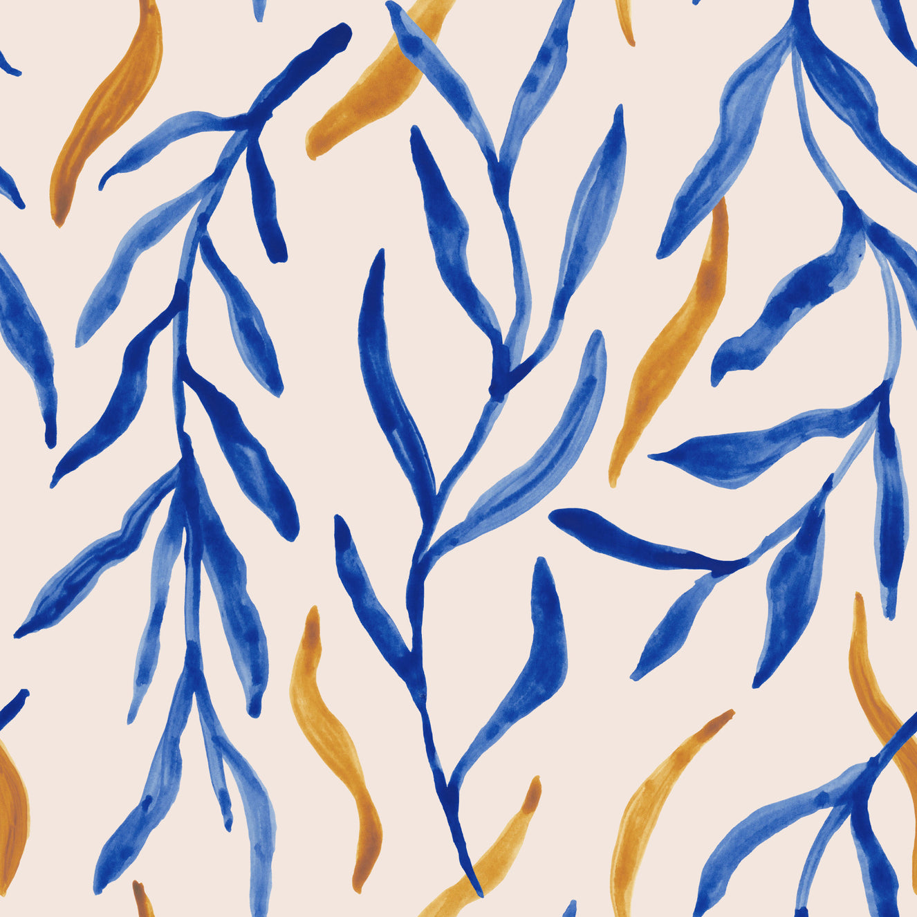 Watercolor Blue & Gold Botanical Wallpaper⁠ -2963135