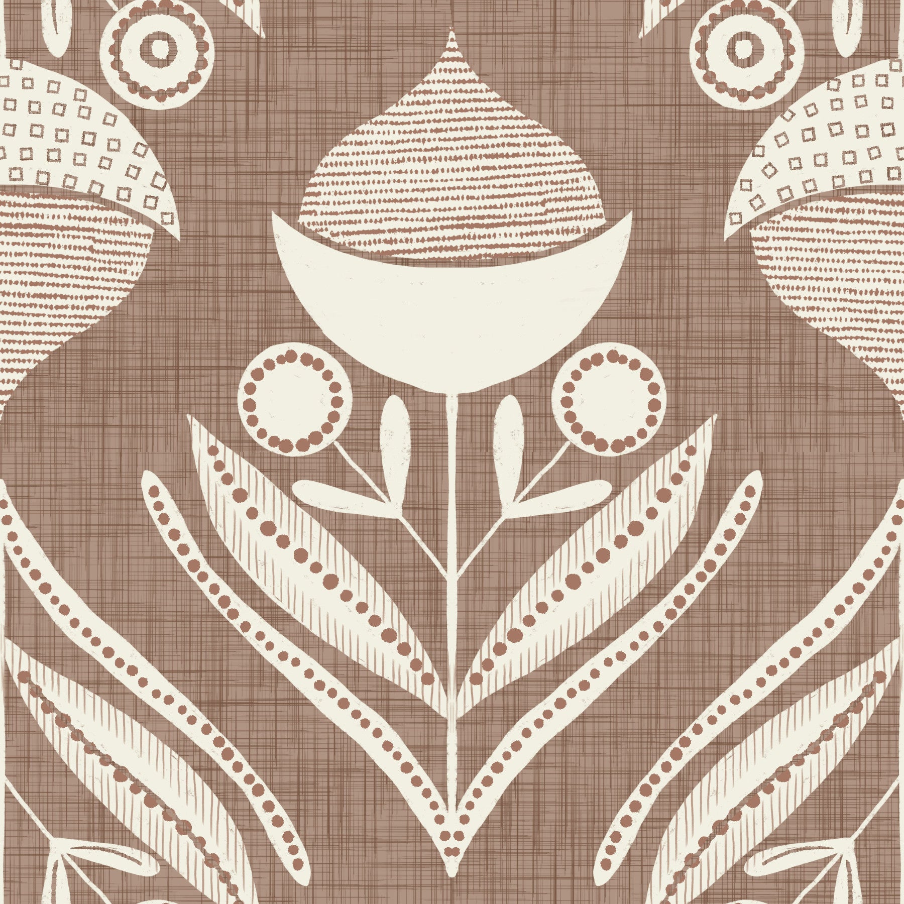 Retro Folk Floral Wallpaper⁠ -3017129