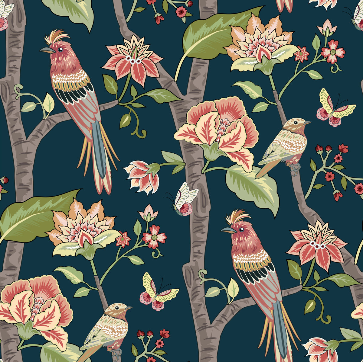 Botanical Birds Wallpaper⁠ -3076498 in your room — zoomed
