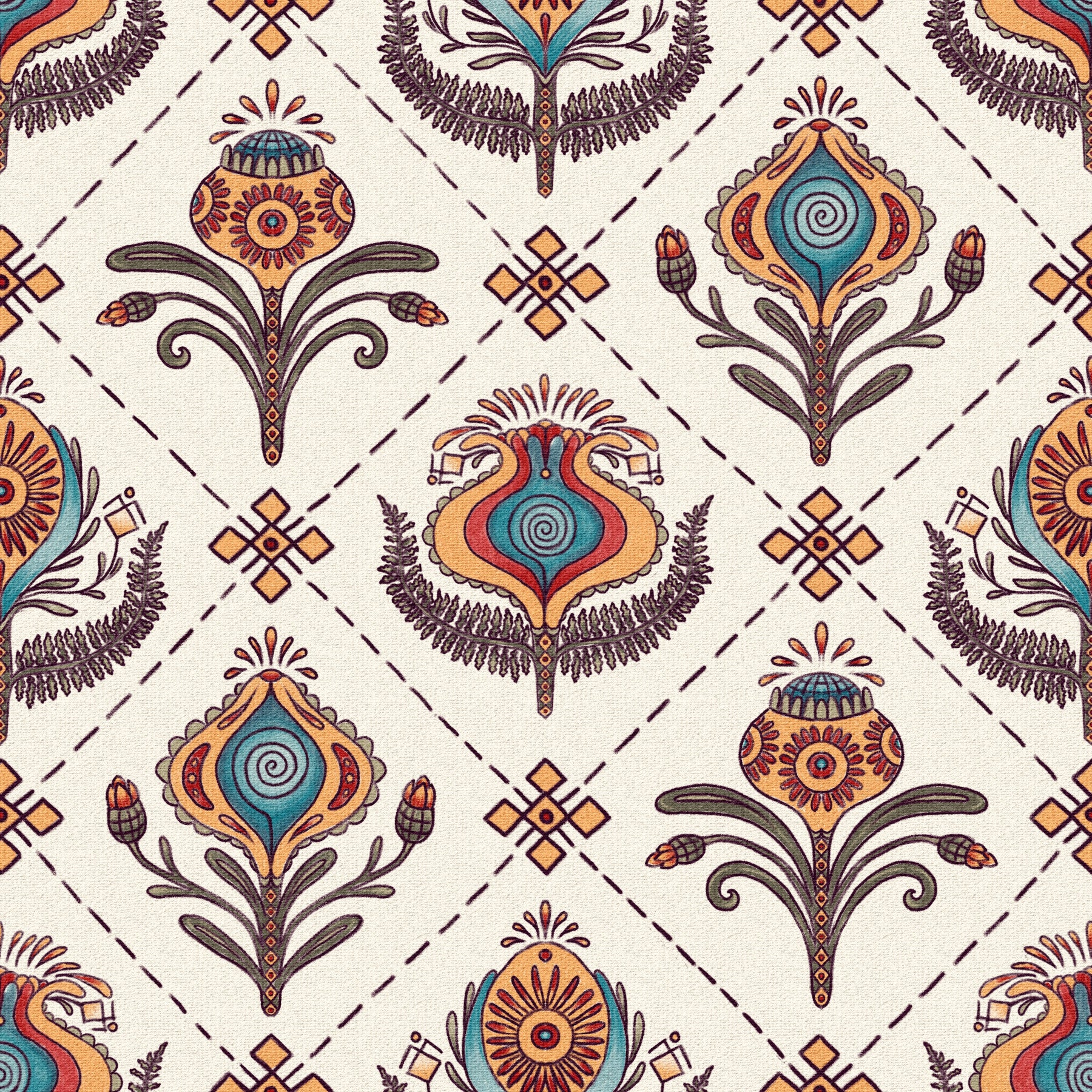 Boho Floral Grid Wallpaper⁠ -3228132