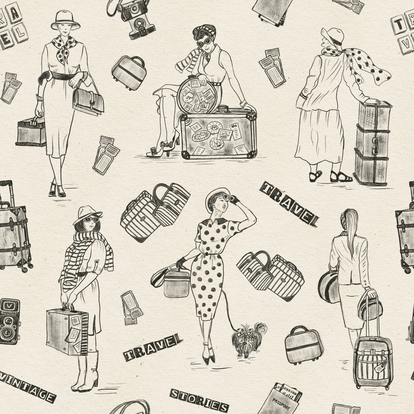 Global Chic: Travel Sketch Wallpaper⁠ -3239404