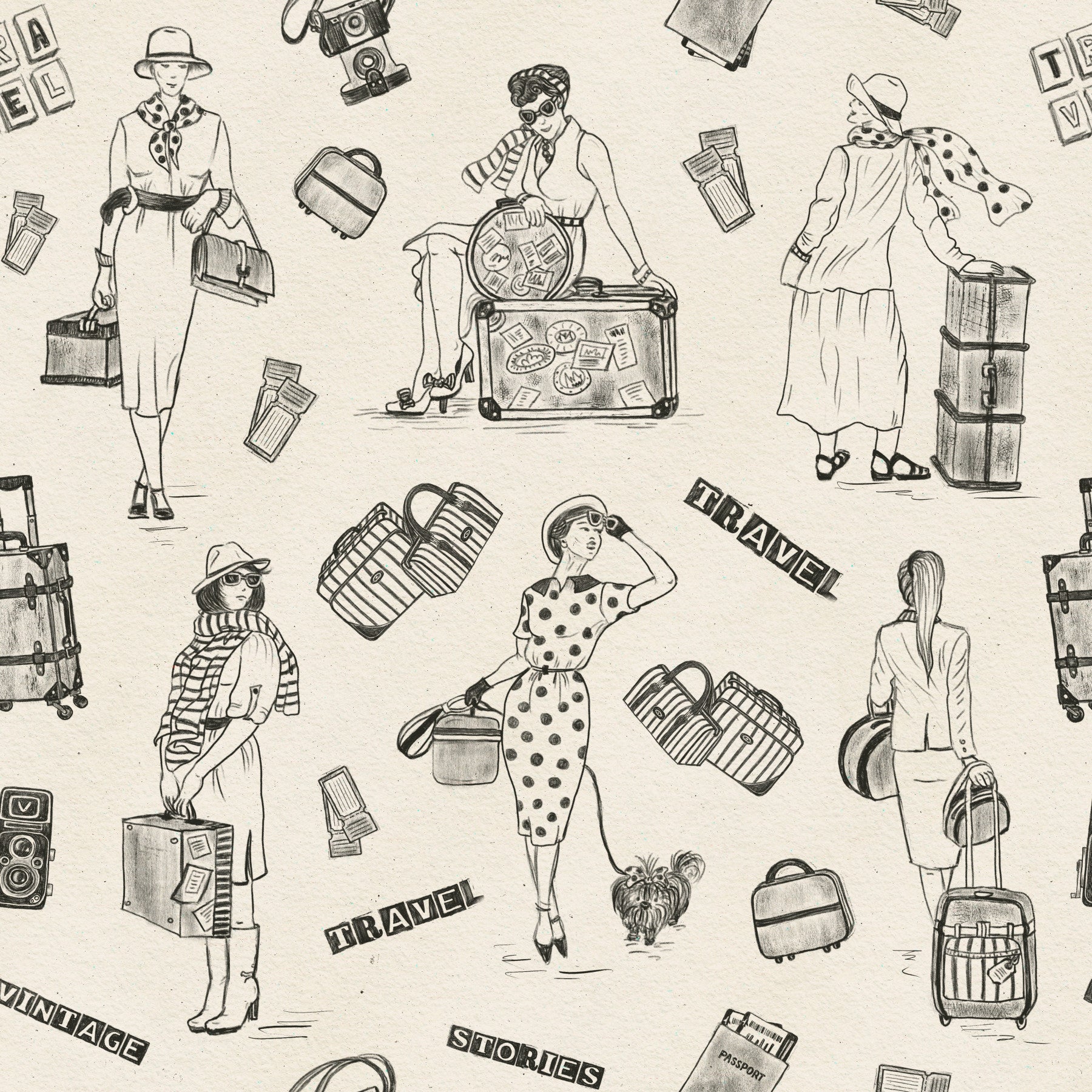 Global Chic: Travel Sketch Wallpaper⁠ -3239404