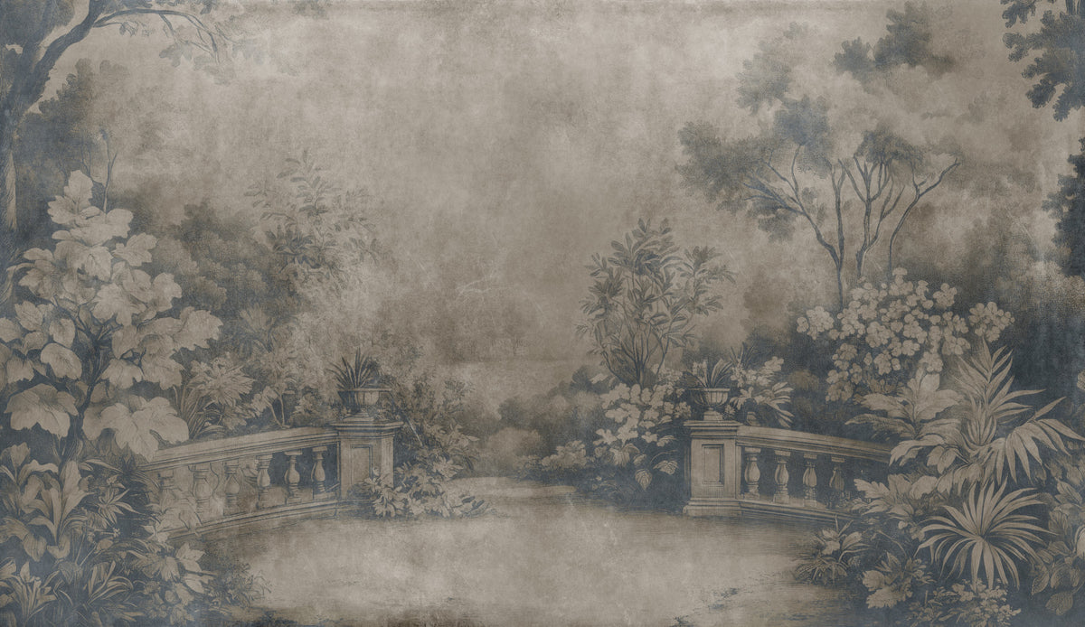 Old English Garden Fresco - Smoke Wall Mural