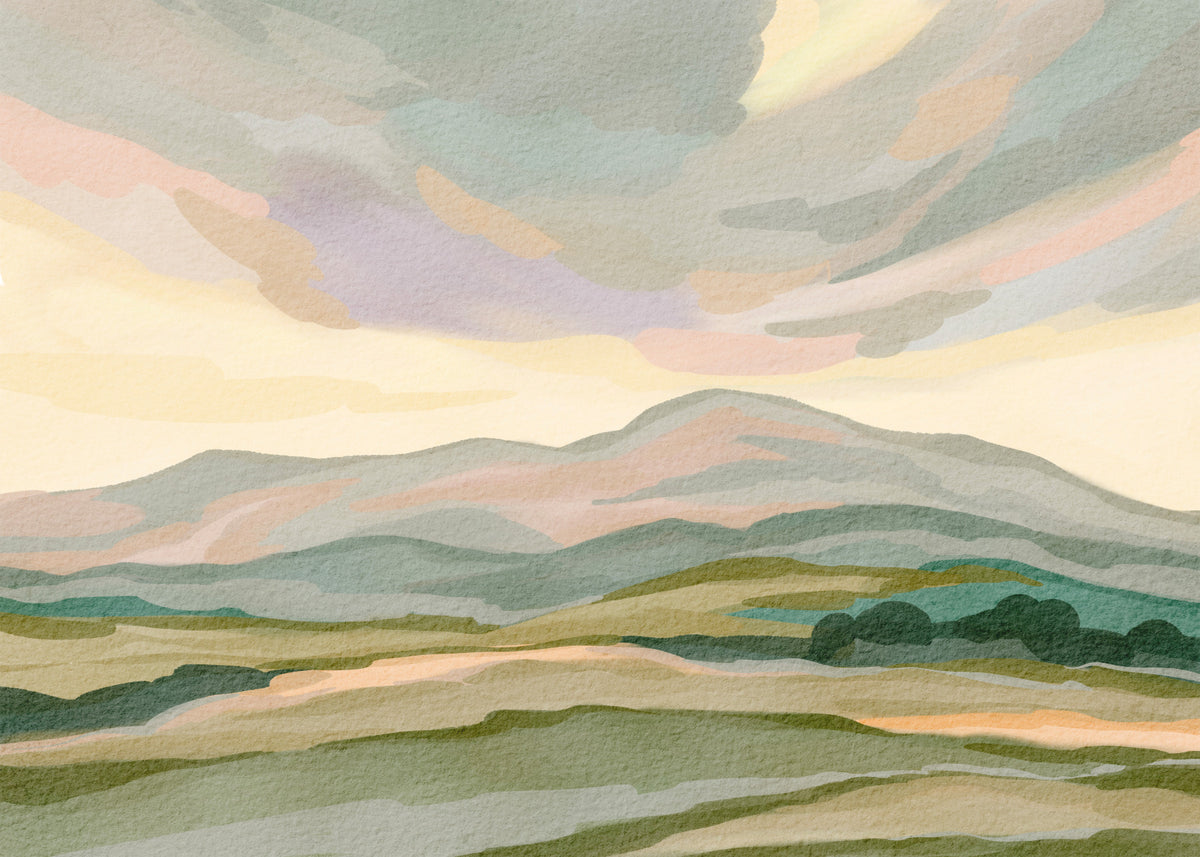 Painted Mountainscape Wall Mural