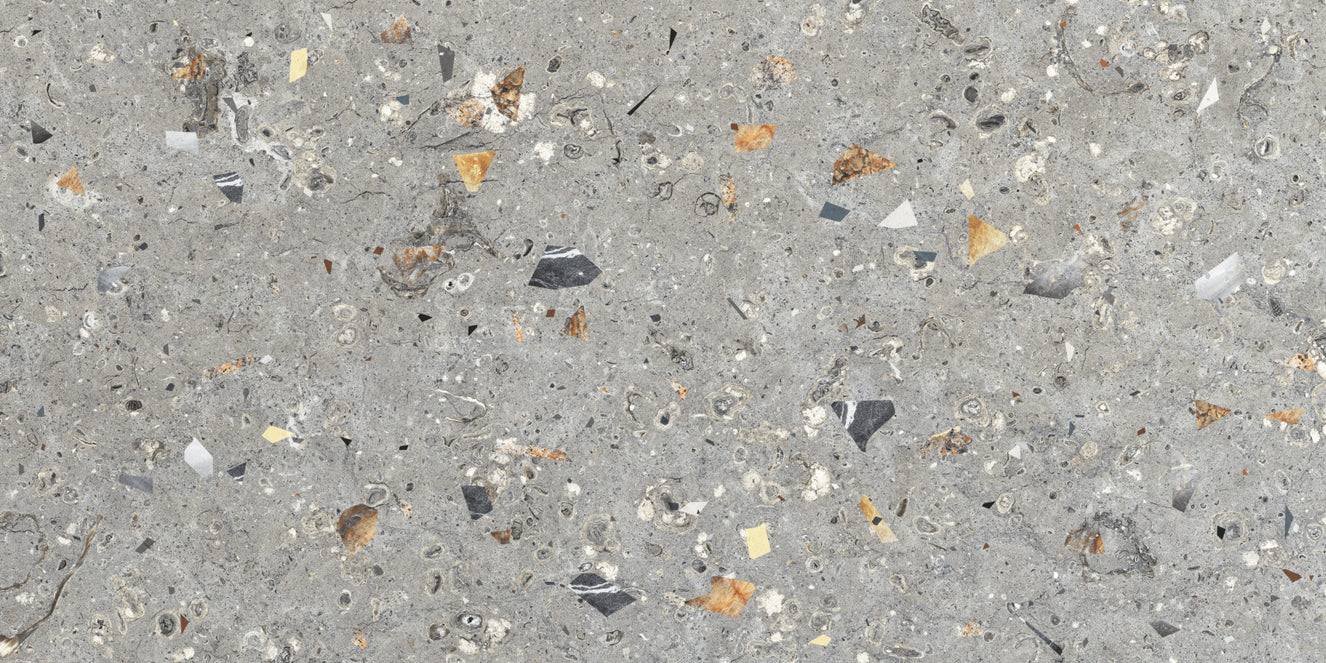 Fossil Stone Grey Terrazzo Texture Wall Mural