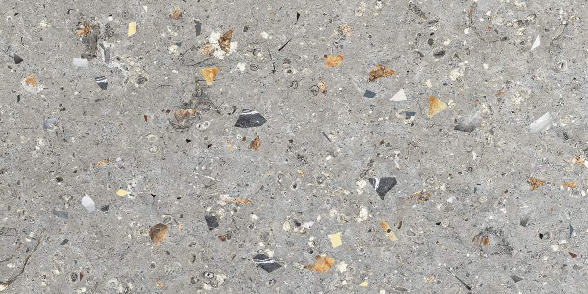 Fossil Stone Grey Terrazzo Texture Wall Mural