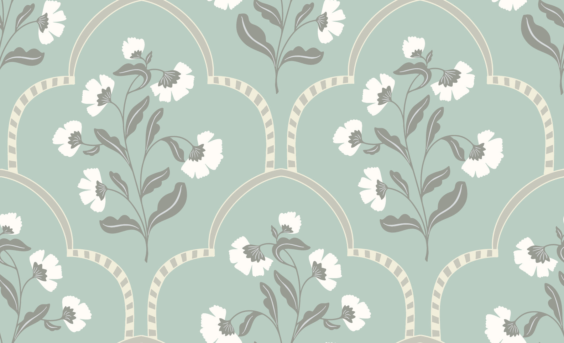 Arched Floral Elegance Wallpaper⁠