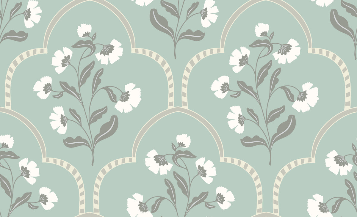 Arched Floral Elegance Wallpaper⁠ in your room — zoomed