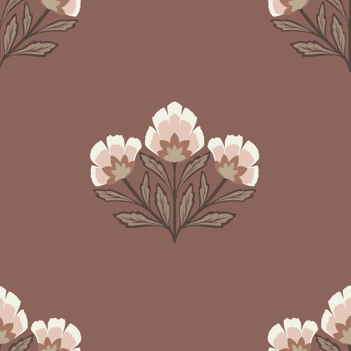 Earthy Blossom Wallpaper⁠ in your room — zoomed