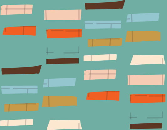 Mid Mod Stacked Blocks Blue Wallpaper⁠