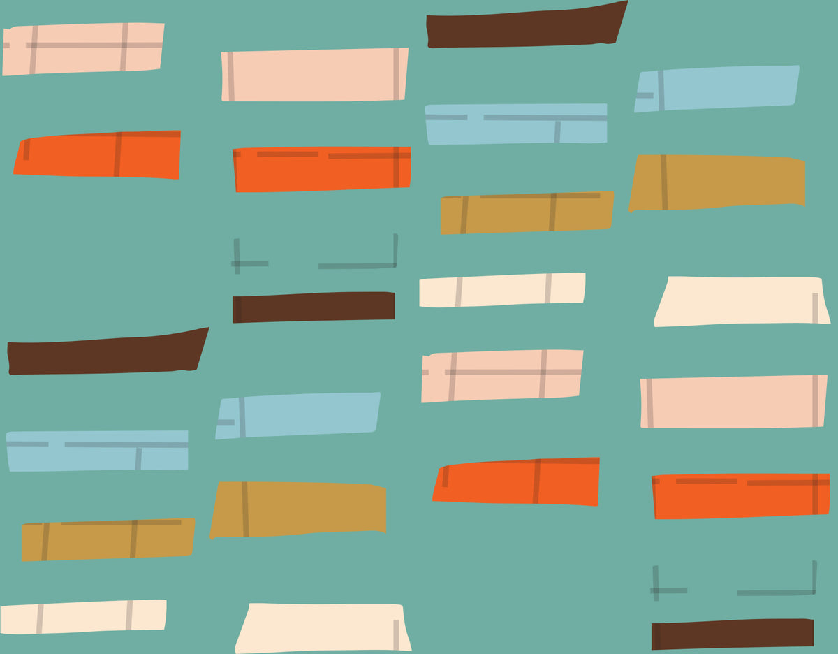 Mid Mod Stacked Blocks Blue Wallpaper⁠ in your room — zoomed