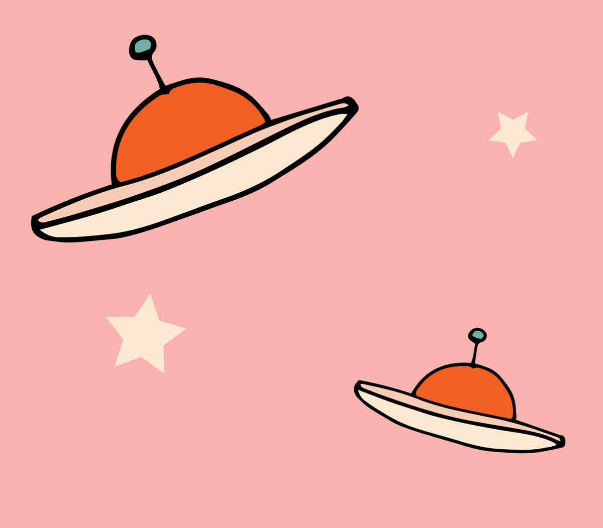 Kids Minimal Vintage UFO Pink Wallpaper⁠