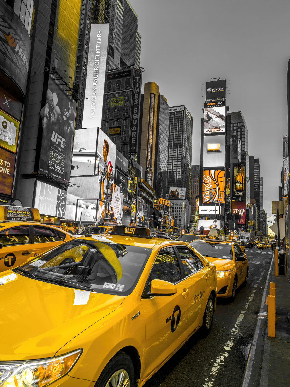 NYC Cabs: Golden Rush Wall Mural in your room — zoomed