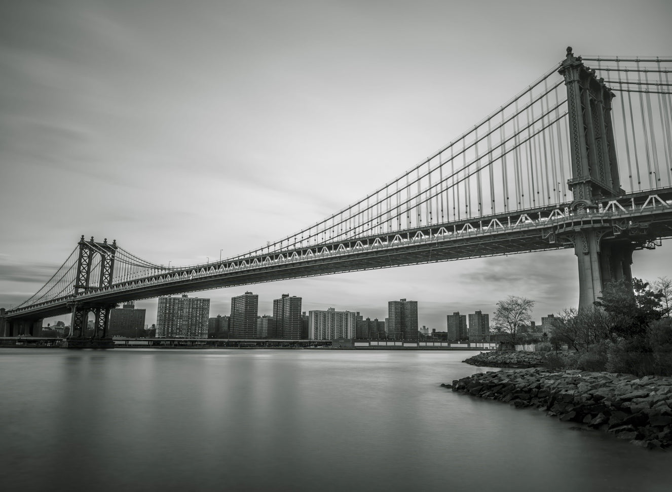Urban Span: The Bridge in Monochrome Wall Mural