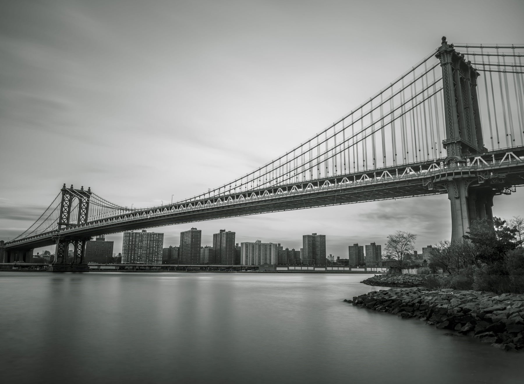Urban Span: The Bridge in Monochrome Wall Mural