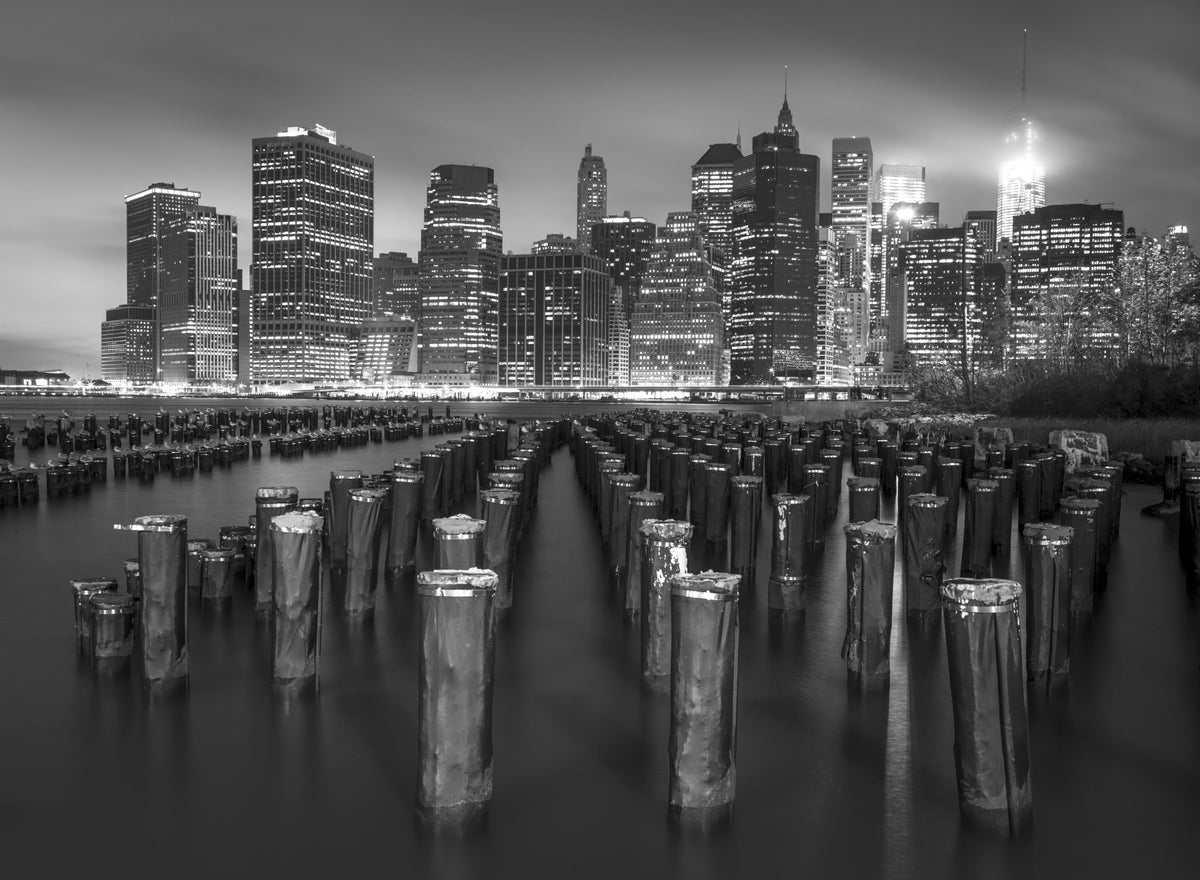 NYC Noir: Waterfront Silhouette Wall Mural