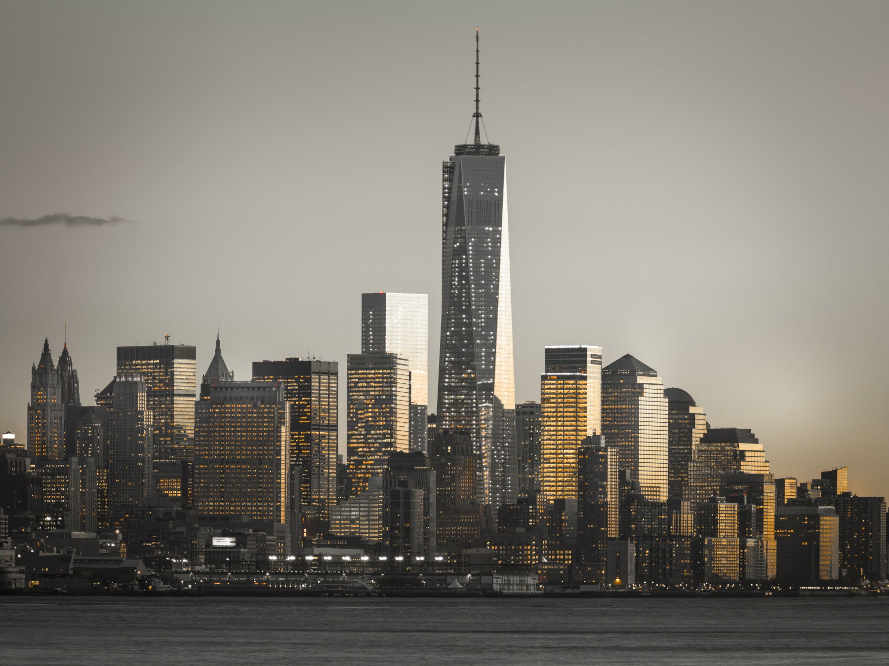 New York Cityscape Glow Wall Mural