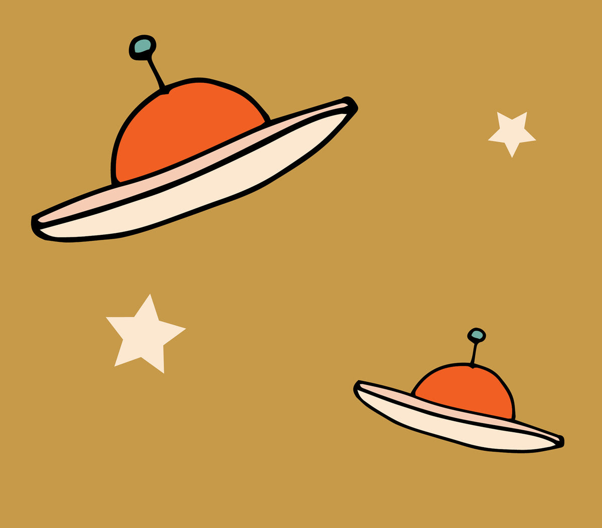Minimal Vintage UFO Mustard Wallpaper⁠ in your room — zoomed