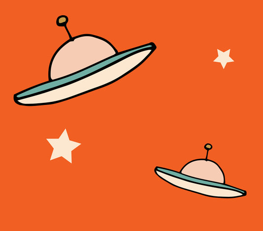 Minimal Vintage UFO Orange Wallpaper⁠