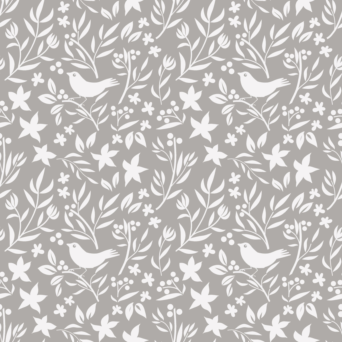 Scandinavian Folk Bird Botanical Theme Wallpaper⁠ in your room — zoomed