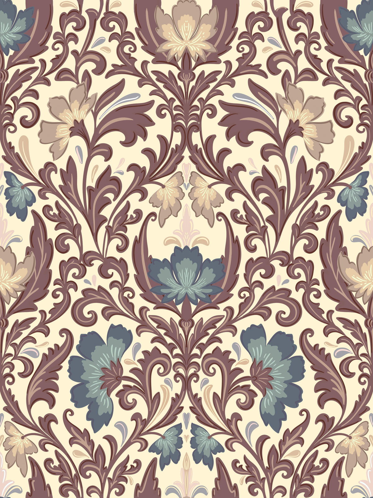 Antique Floral Flourish Wallpaper⁠
