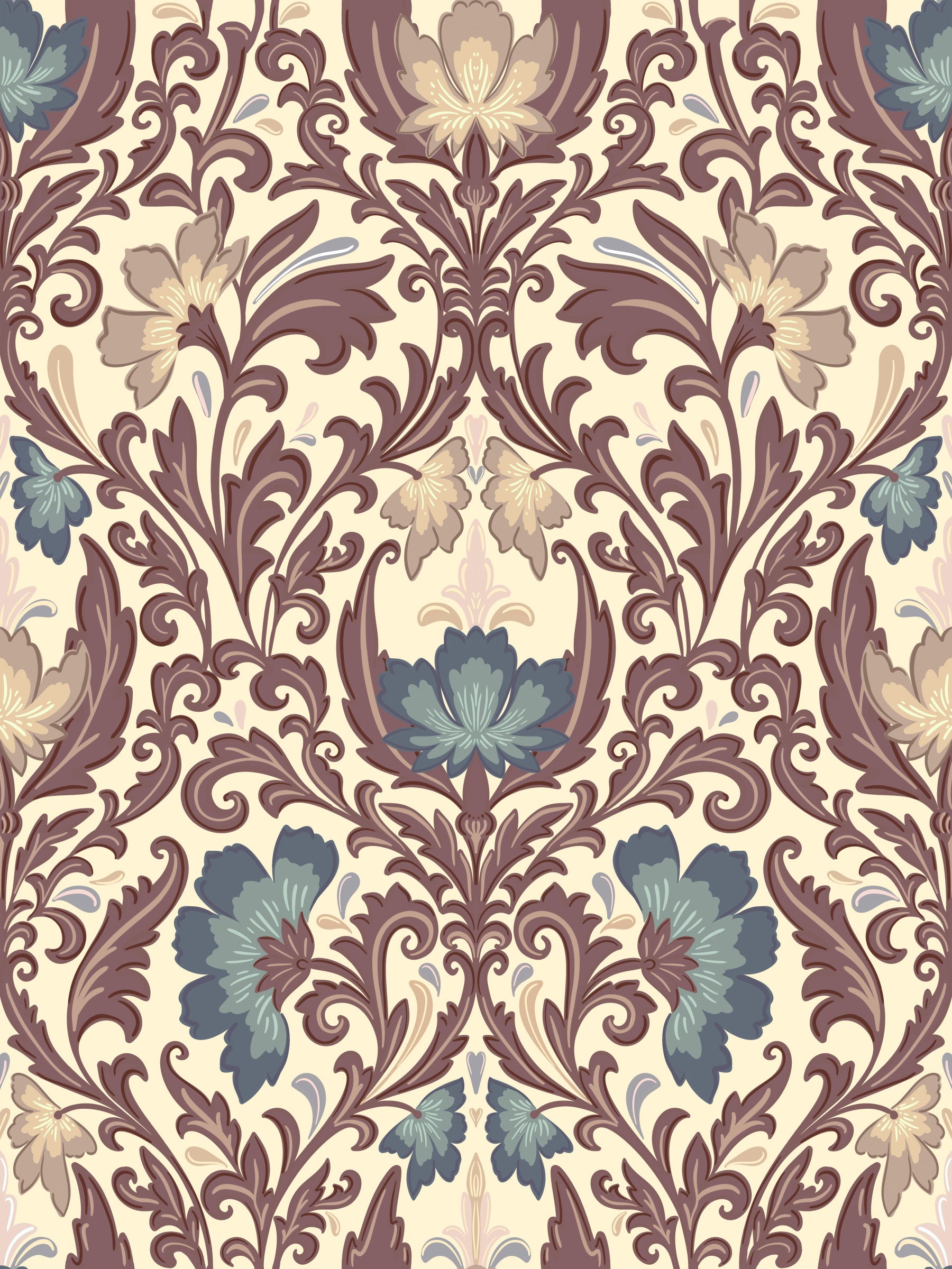 Antique Floral Flourish Wallpaper⁠