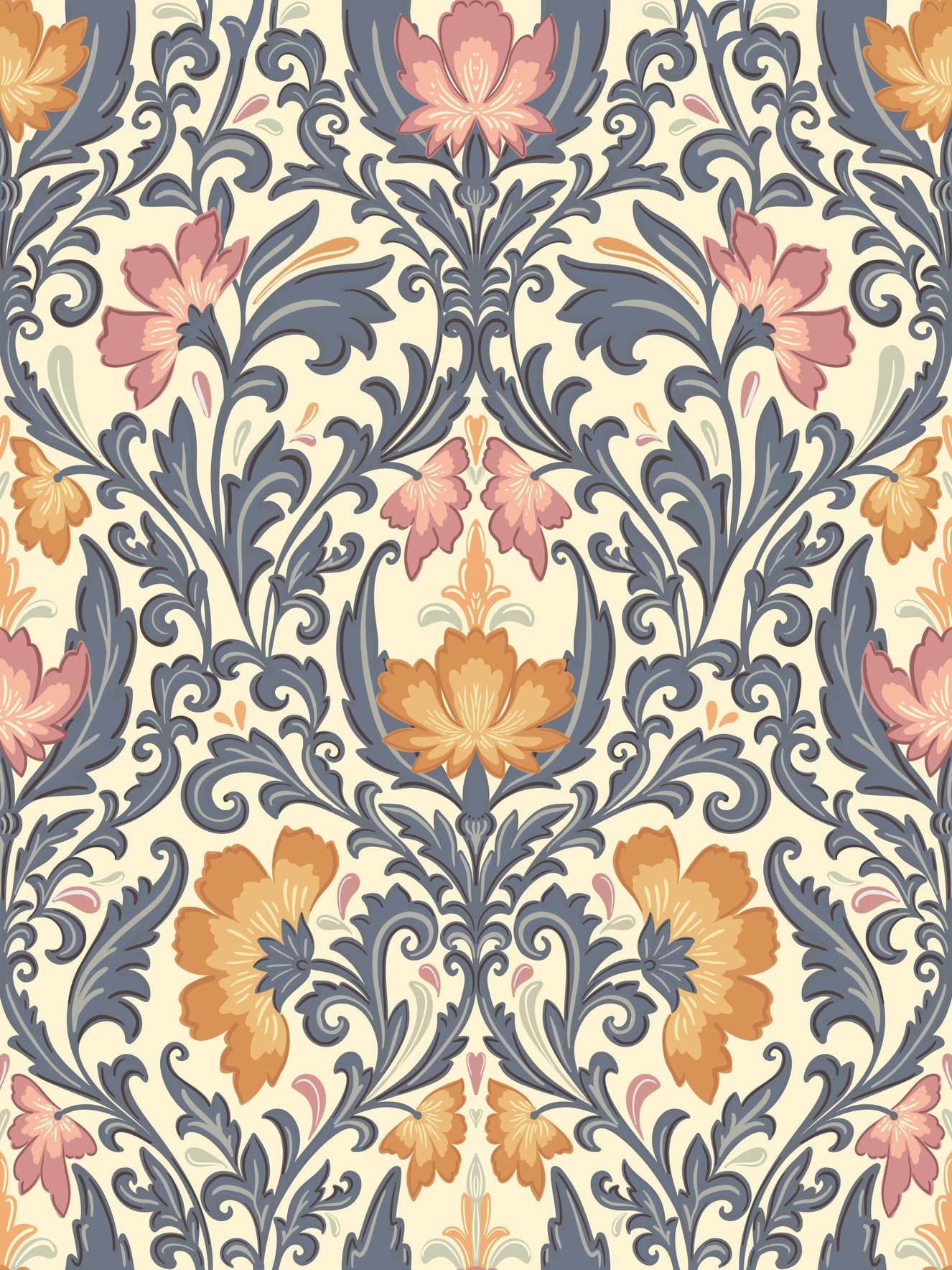 Bloom Damask Wallpaper⁠