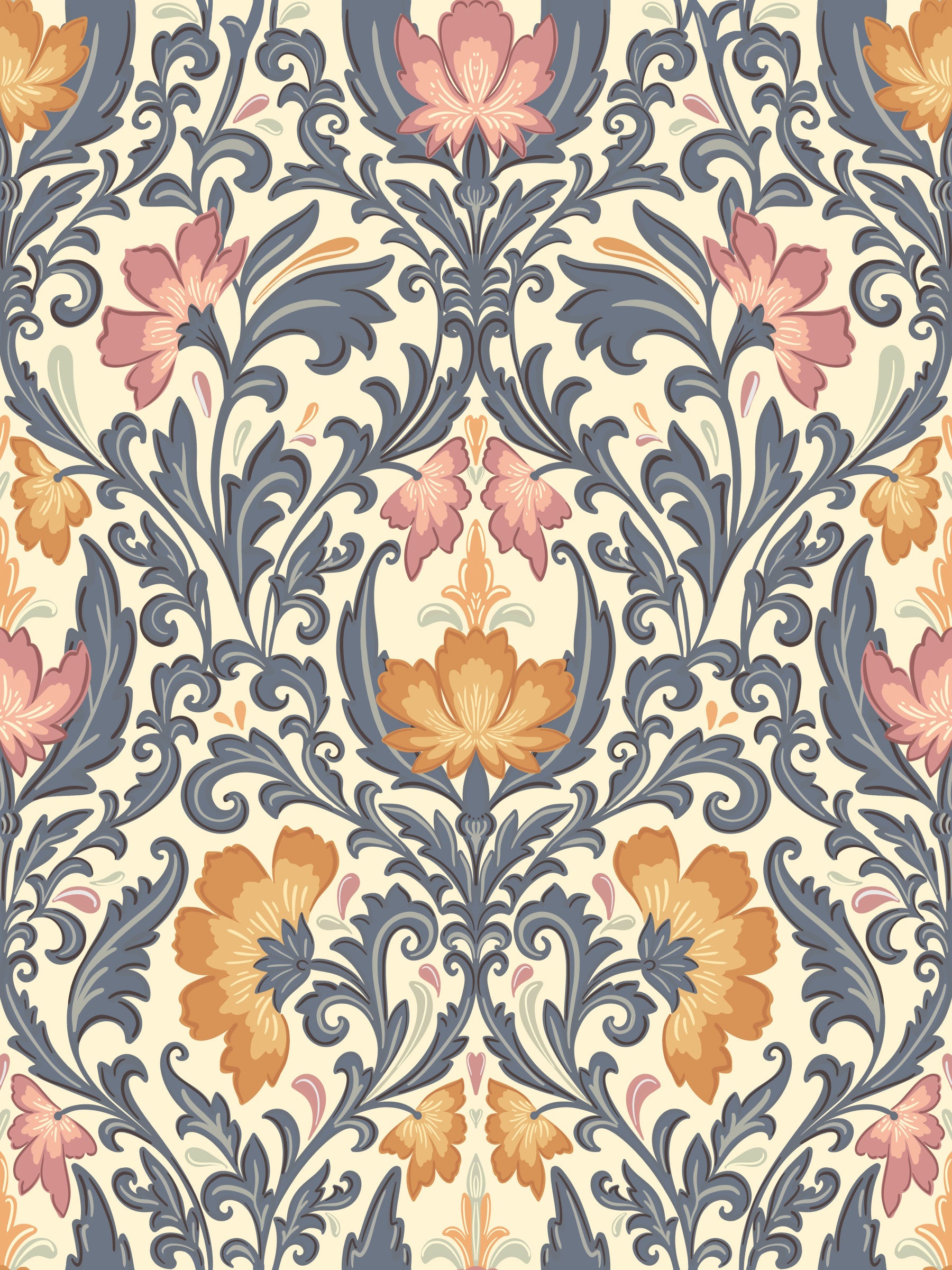 Bloom Damask Wallpaper⁠