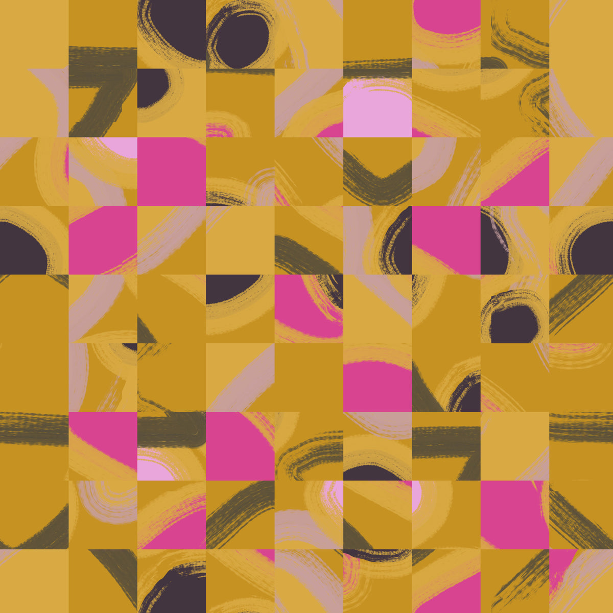 Mosaic Brushstrokes Abstract Wall Mural in your room — zoomed