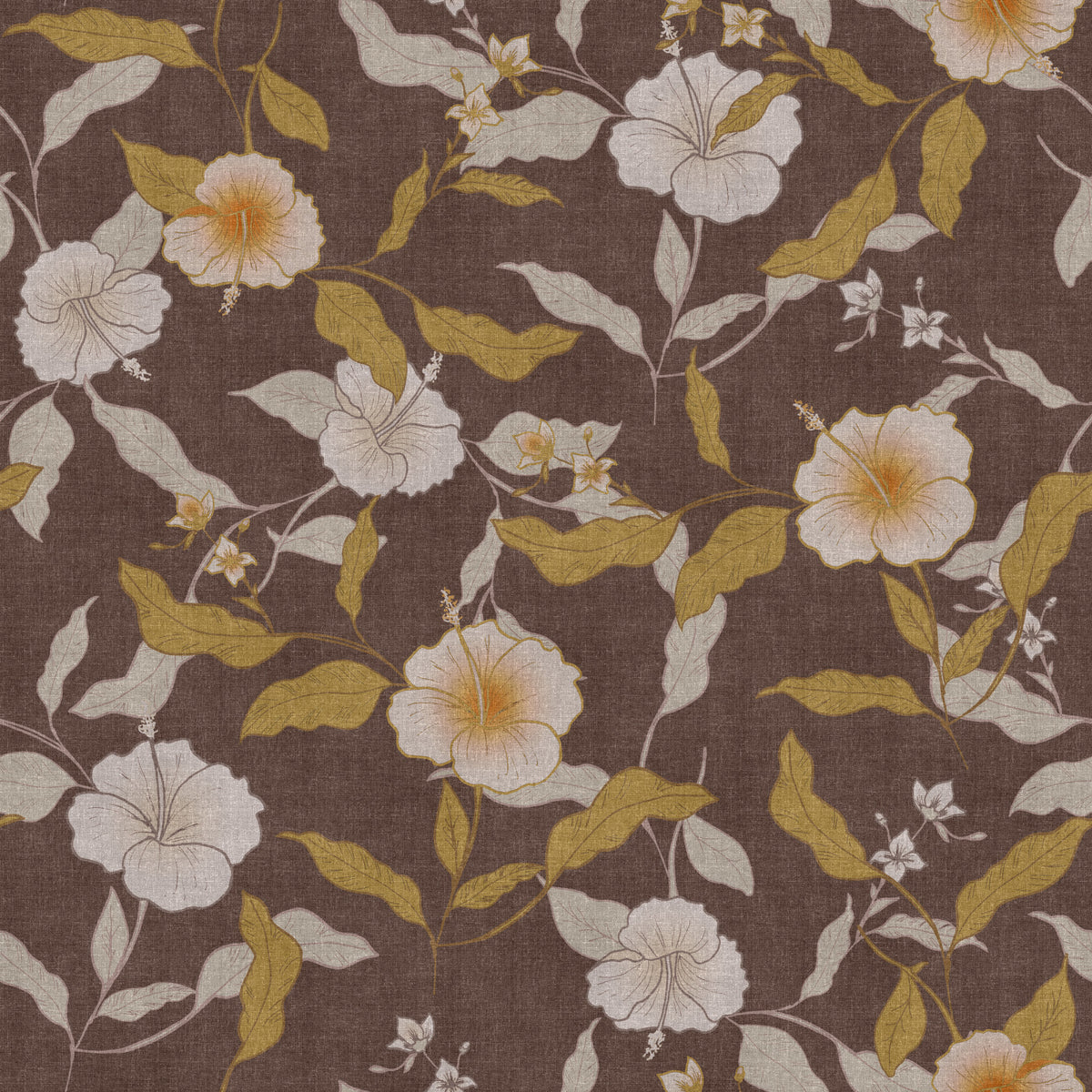 Faded Tropical Floral Antique Wallpaper⁠