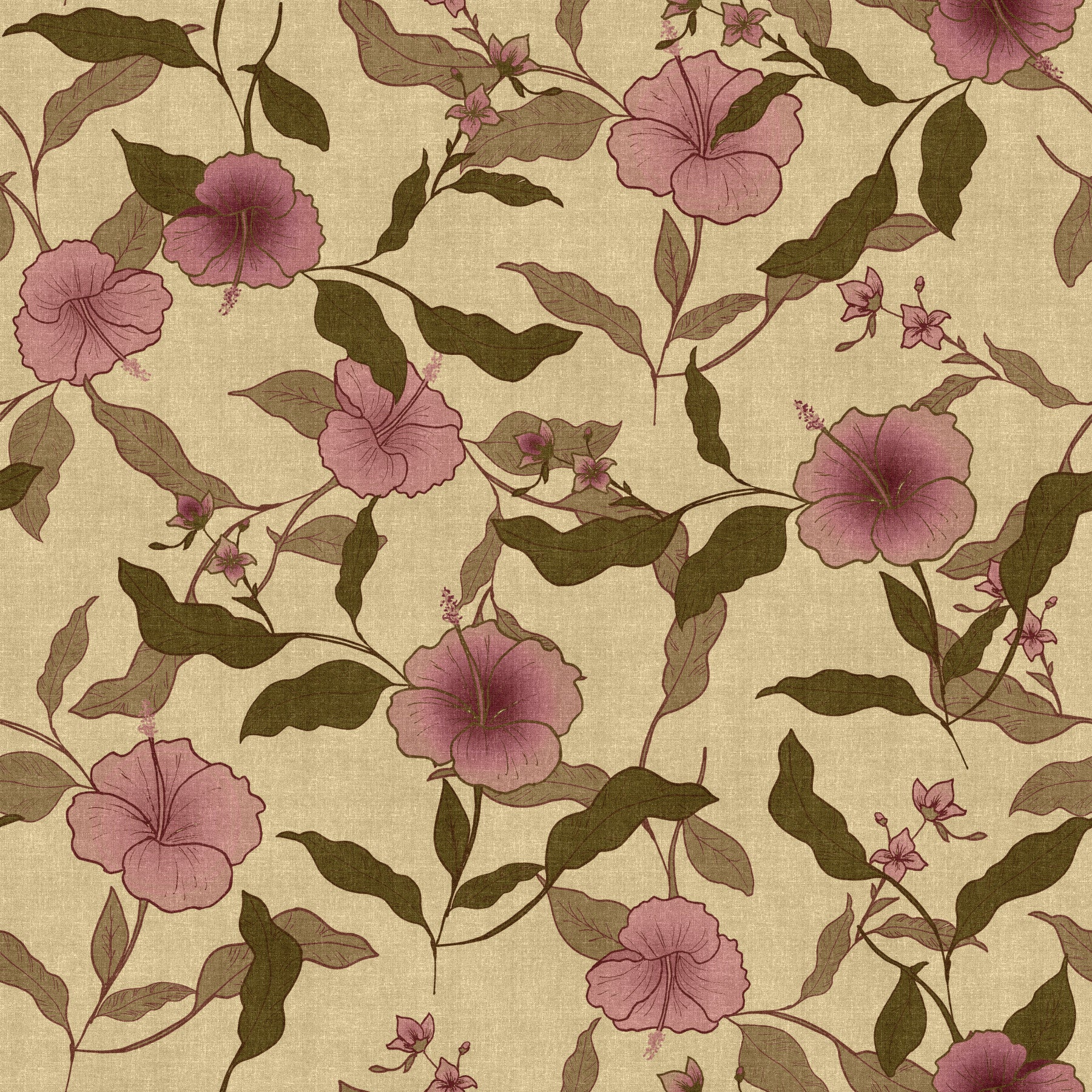 Faded Tropical Floral Heritage Wallpaper⁠