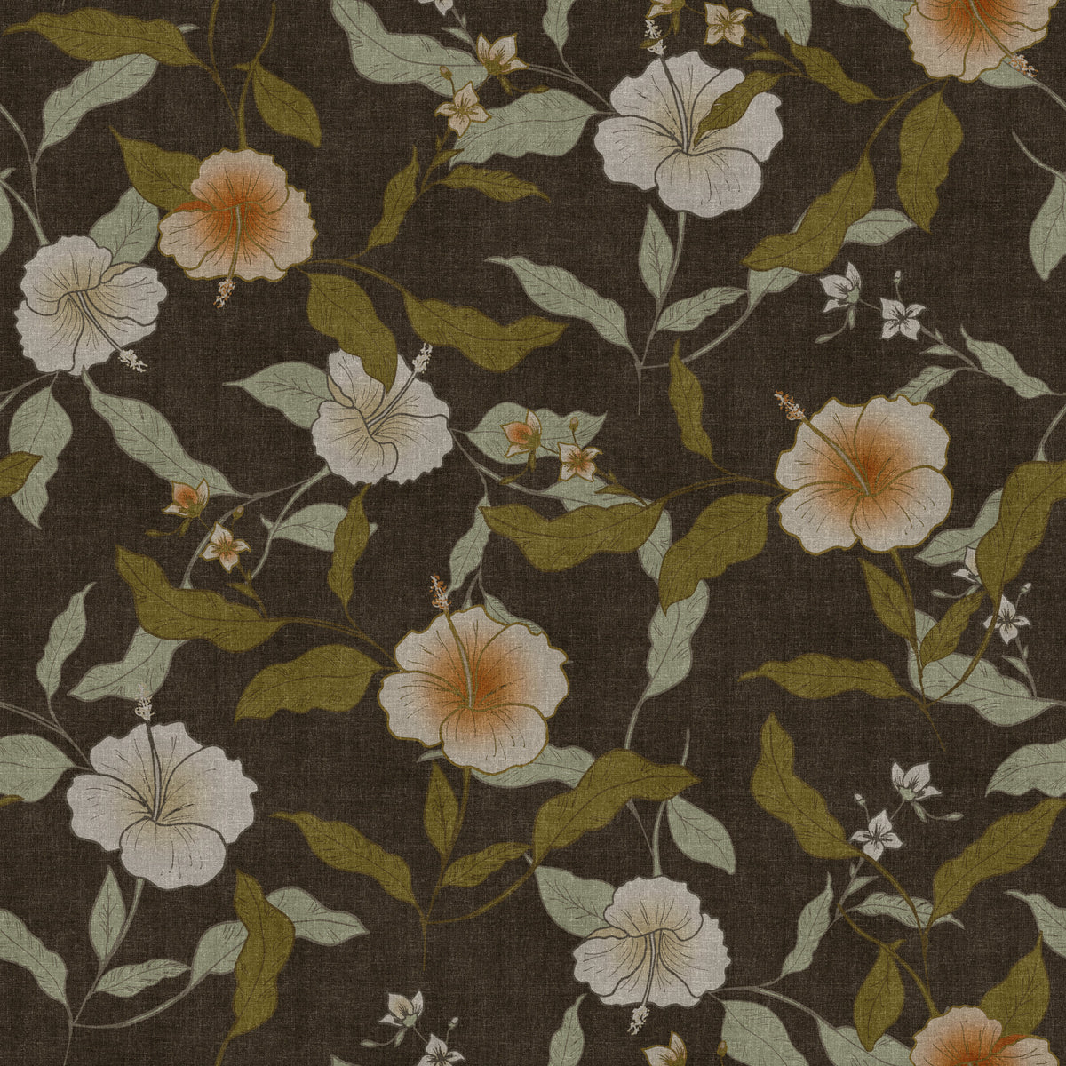Faded Tropical Floral Old Fashioned Wallpaper⁠ in your room — zoomed