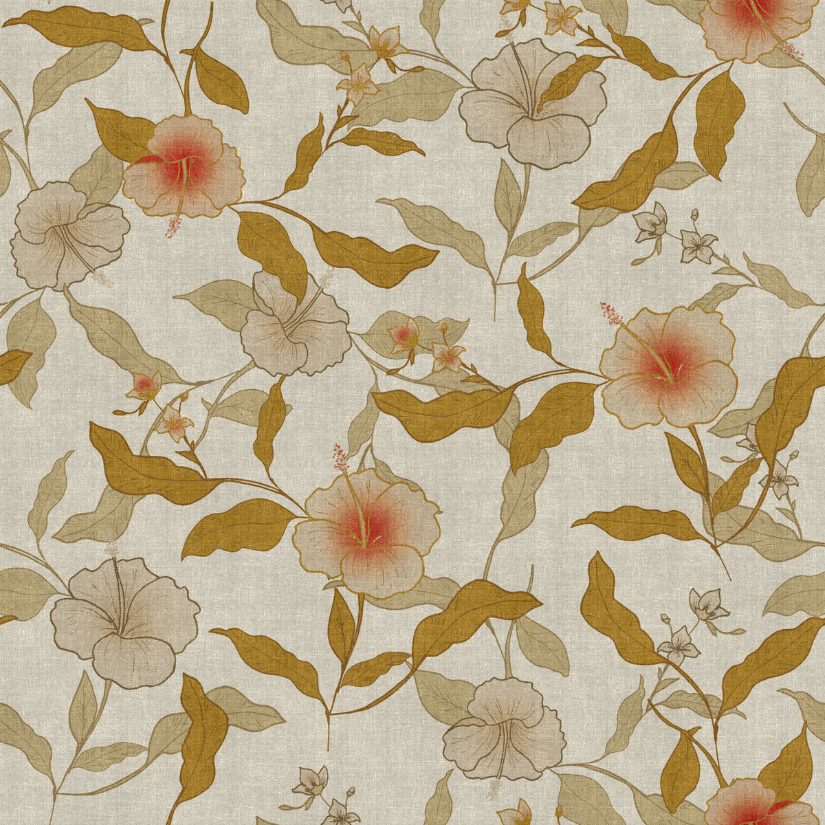 Faded Tropical Floral Timeless Wallpaper⁠