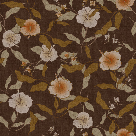 Faded Tropical Floral Warm Vintage Wallpaper⁠