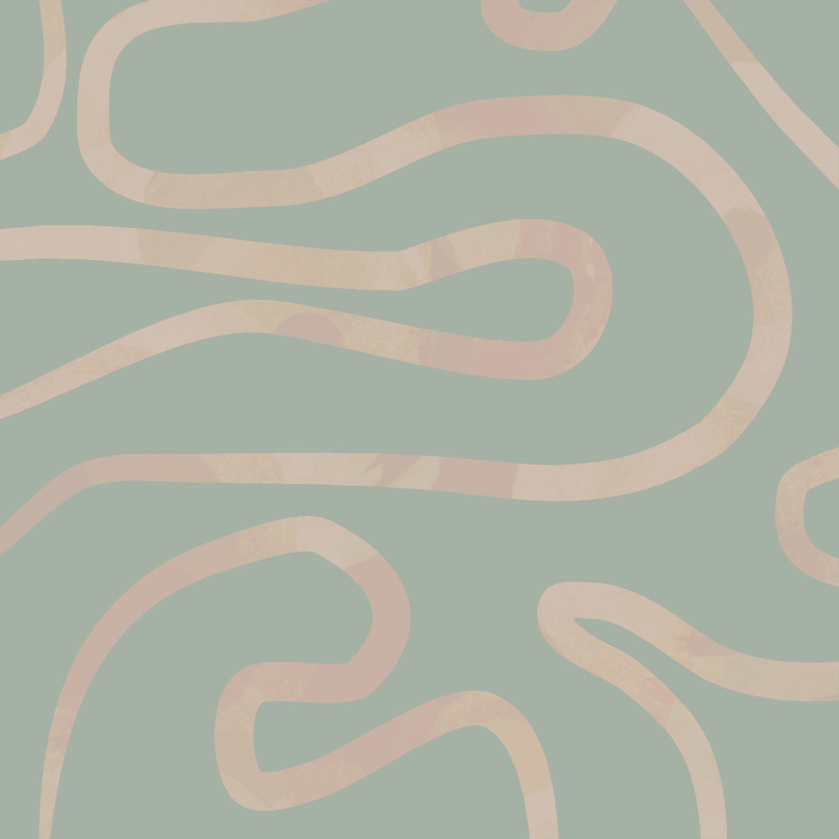 Flowing Lines Green Wall Mural in your room — zoomed