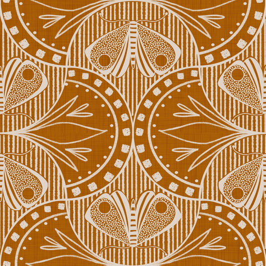 Art Nouveau Butterfly Floral in Burnt Orange
