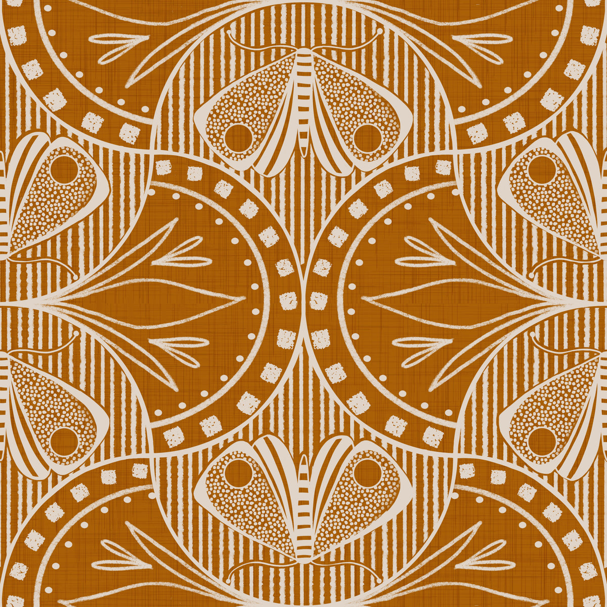 Art Nouveau Butterfly Floral in Burnt Orange