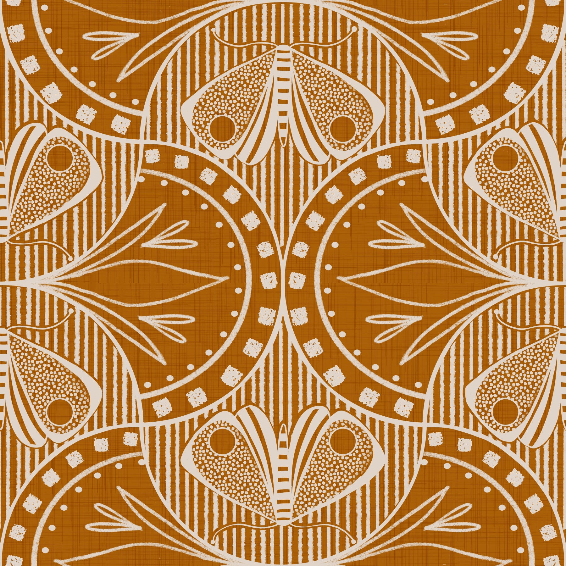 Art Nouveau Butterfly Floral in Burnt Orange
