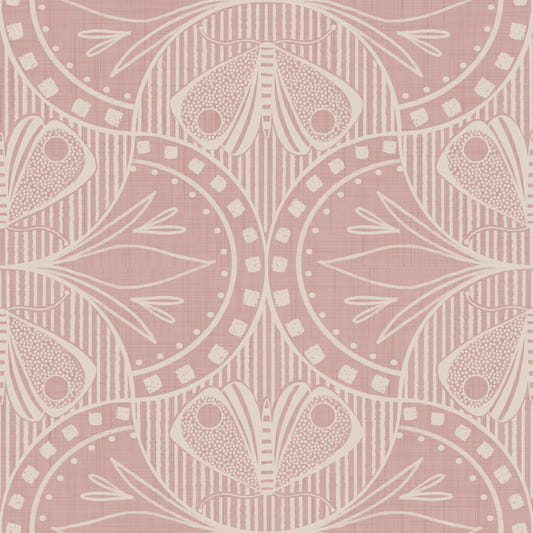 Art Nouveau Butterfly Floral in Dusty Pink Wallpaper⁠