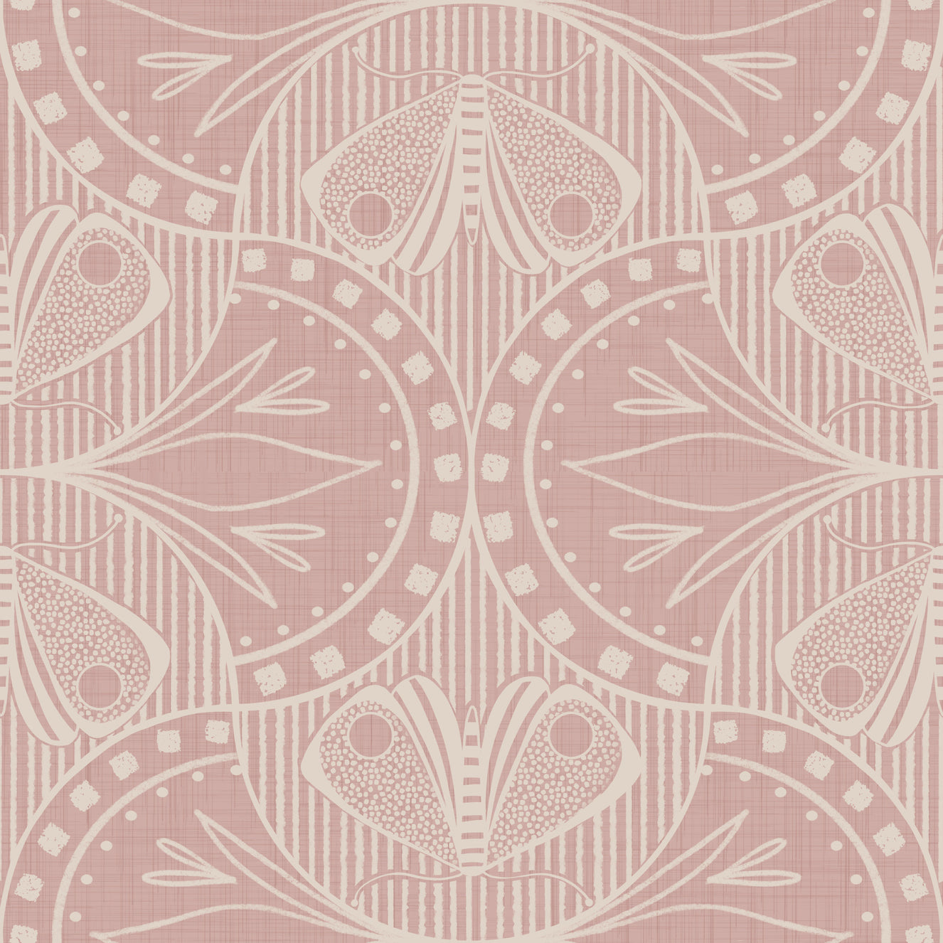 Art Nouveau Butterfly Floral in Dusty Pink Wallpaper⁠