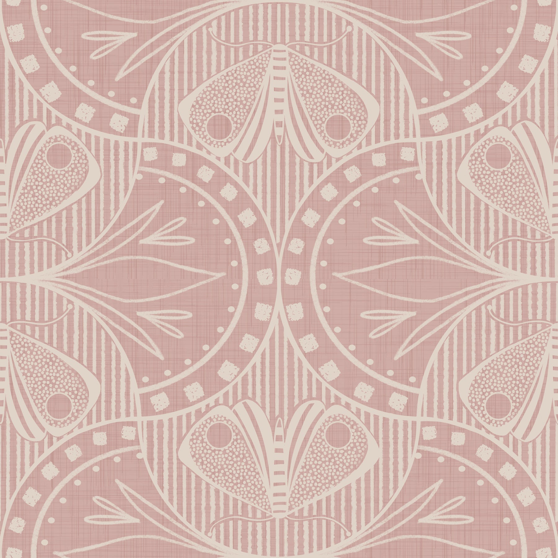 Art Nouveau Butterfly Floral in Dusty Pink Wallpaper⁠