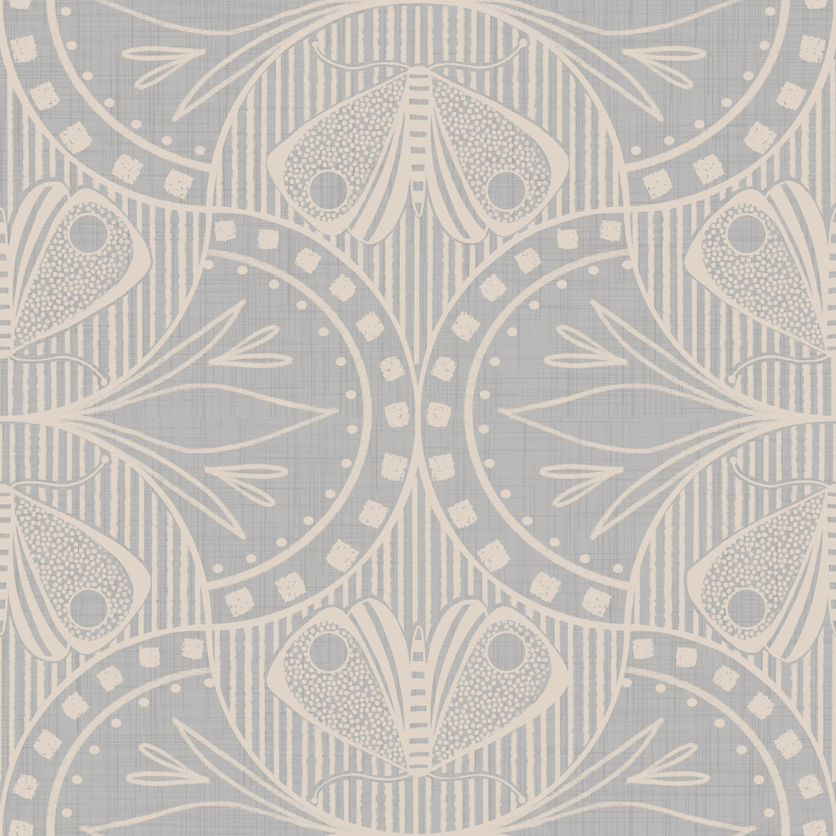 Art Nouveau Butterfly Floral in Light Grey Wallpaper⁠