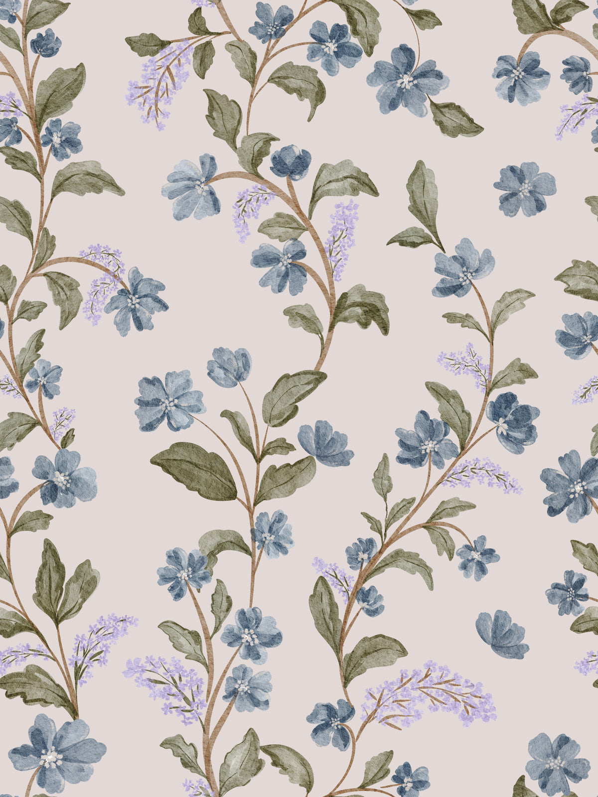 Denim Dreams Floral Wallpaper⁠