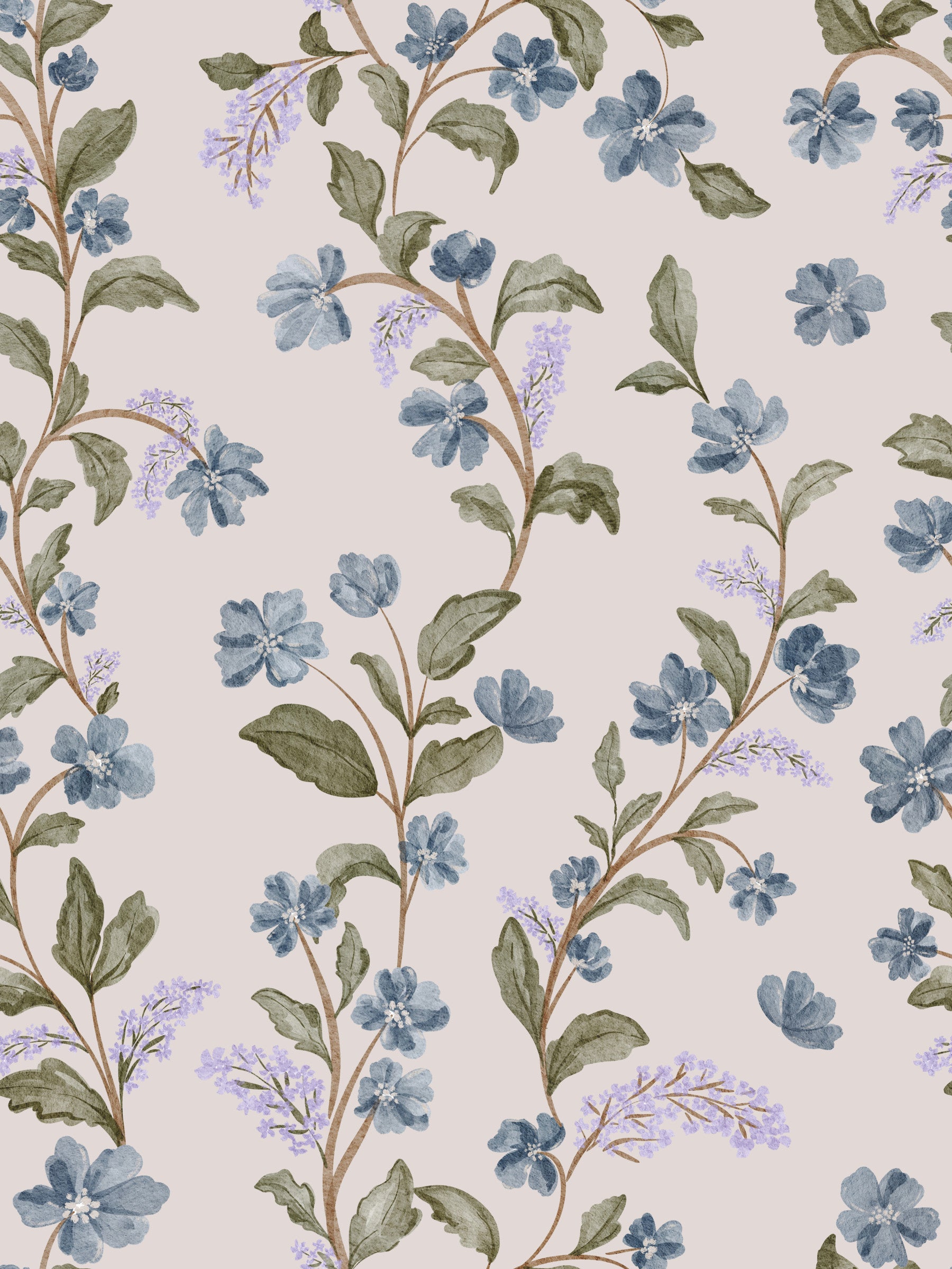 Denim Dreams Floral Wallpaper⁠