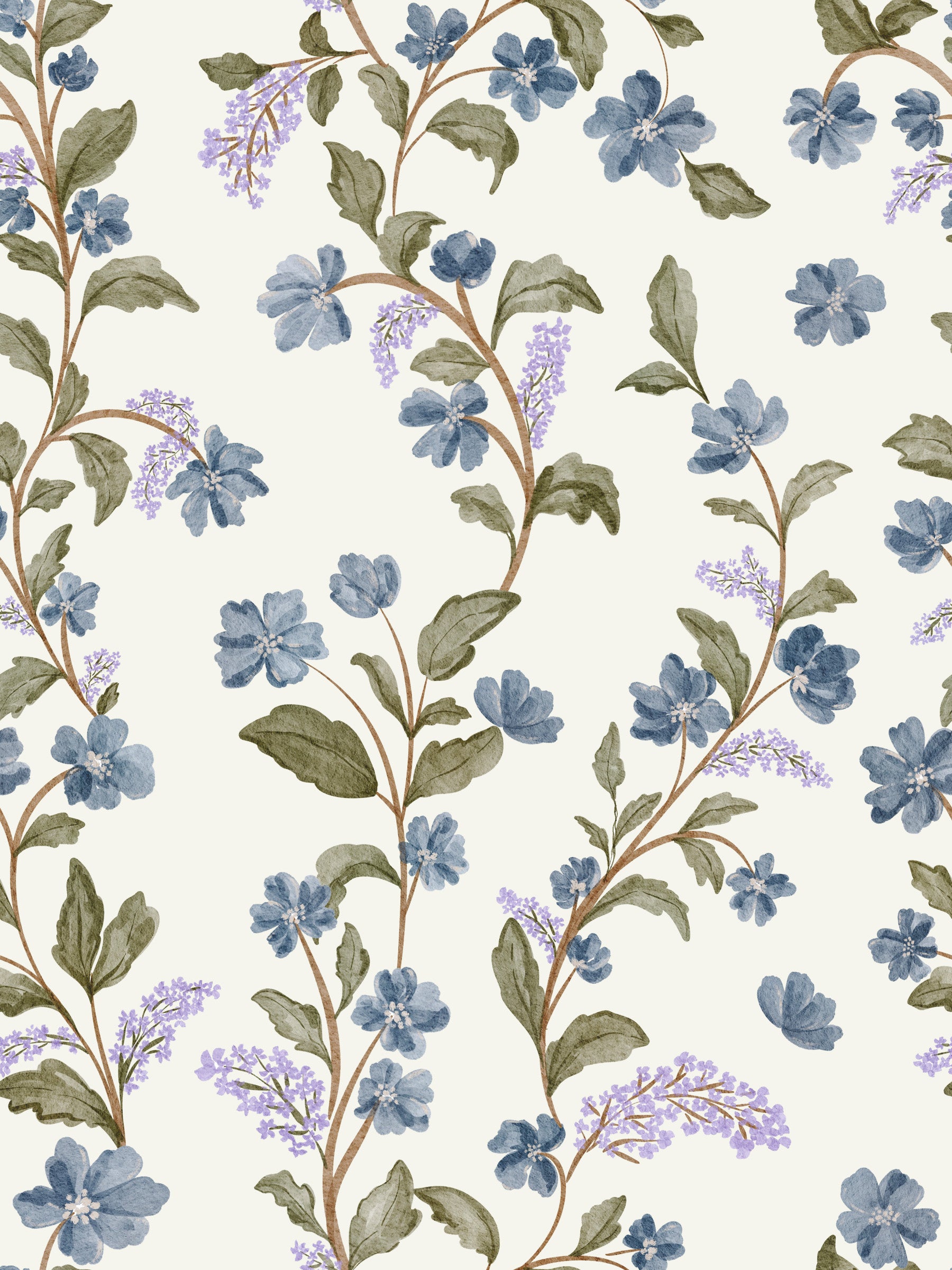 Blue Floral Vines Wallpaper⁠