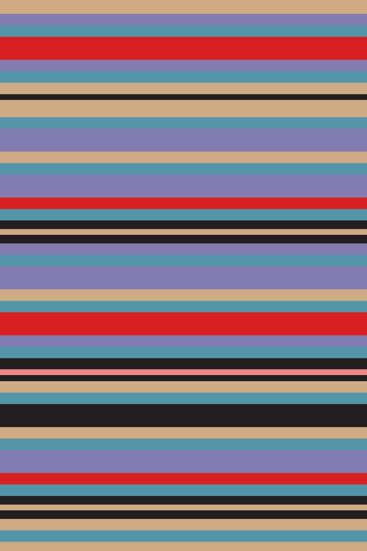 Playtime Stripes Horizontal Classic Striped Retro Vintage 1950s Lavender Purple Blue Red Black Wallpaper⁠