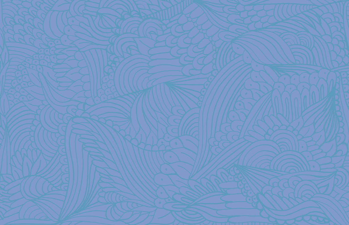 Azure Zen Doodle Wall Mural in your room — zoomed