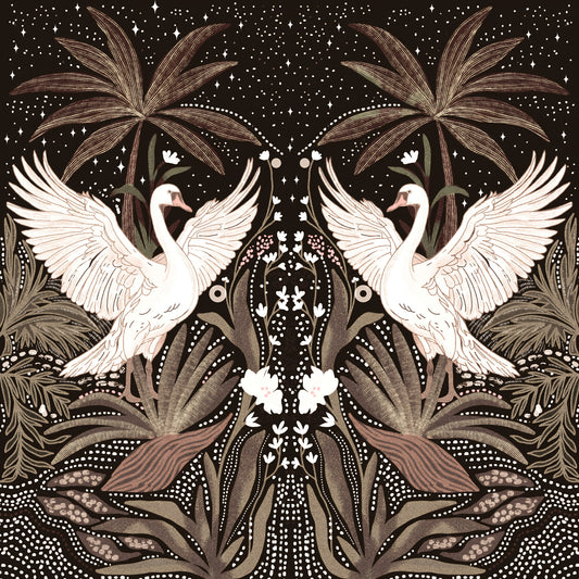 Swan Nightfall Serenity Wall Mural