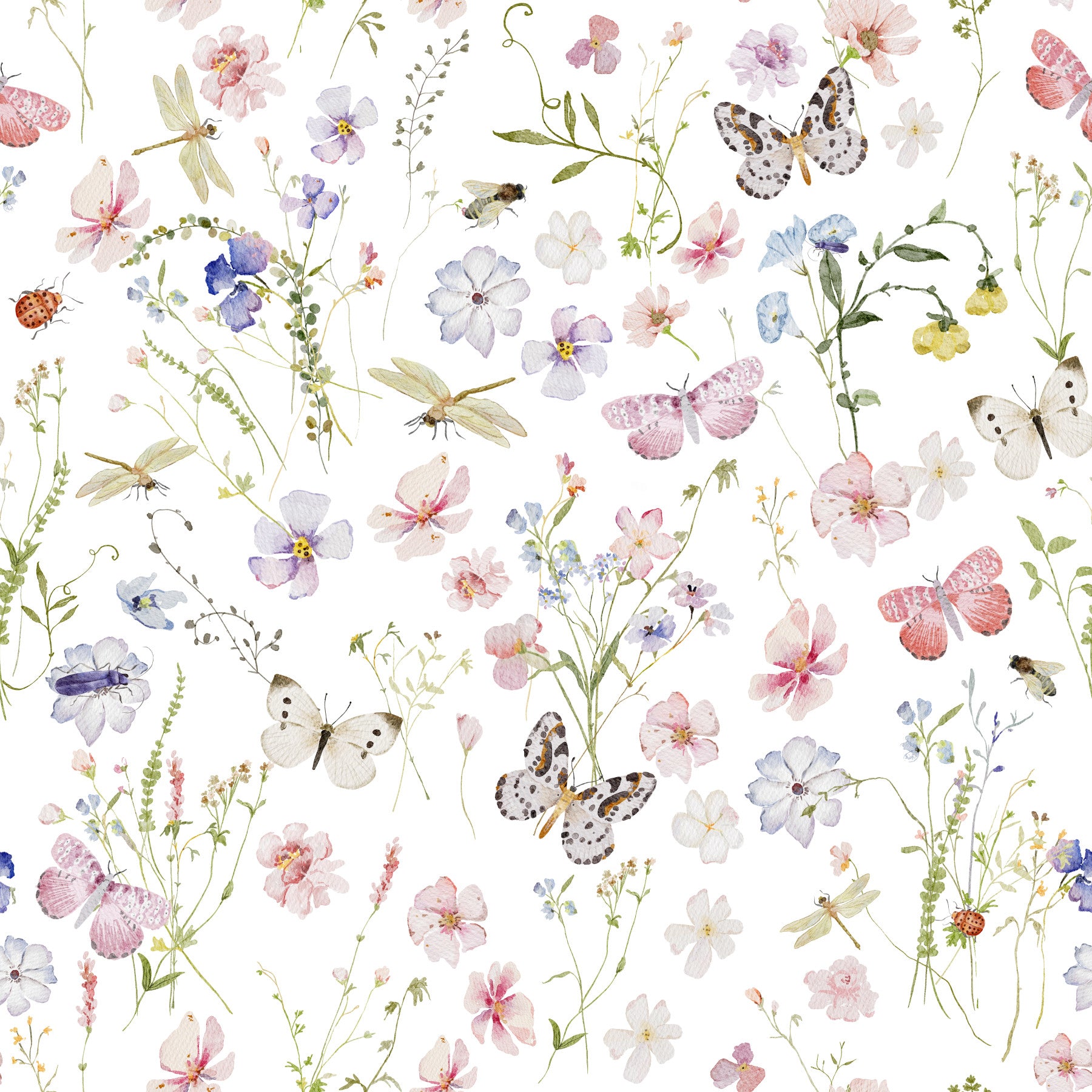 Watercolor Wildflowers Meadow Wallpaper⁠